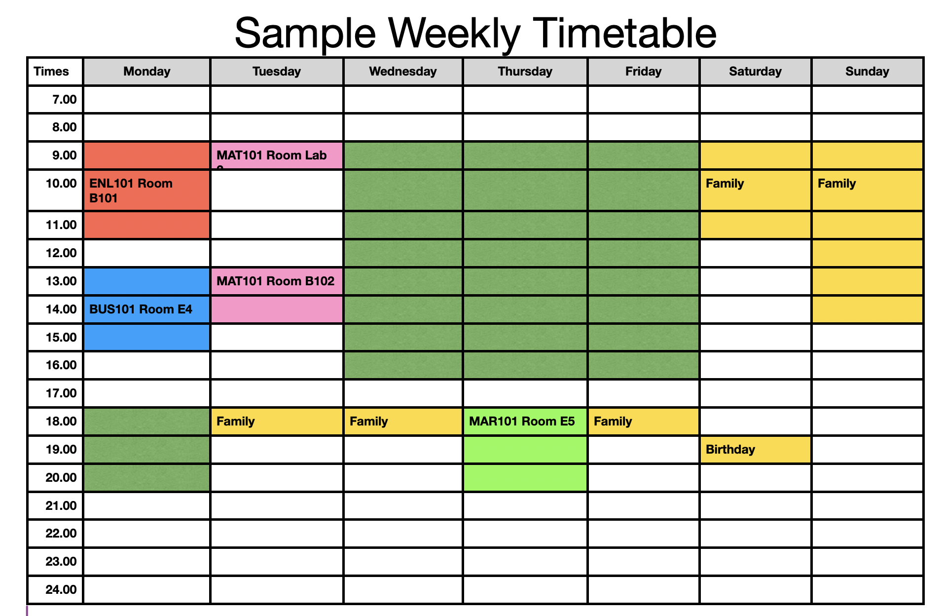 Week to a page planner